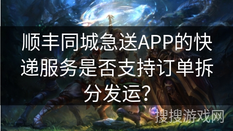 顺丰同城急送APP的快递服务是否支持订单拆分发运？