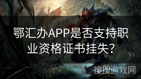 鄂汇办APP是否支持职业资格证书挂失？