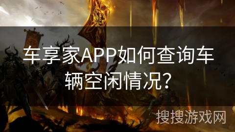 车享家APP如何查询车辆空闲情况？