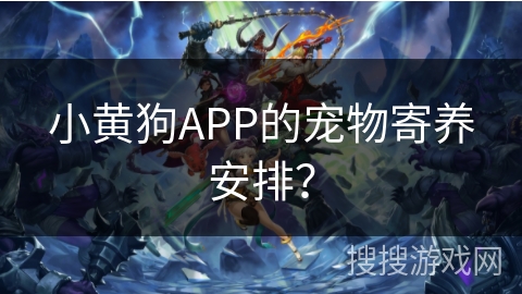 小黄狗APP的宠物寄养安排？