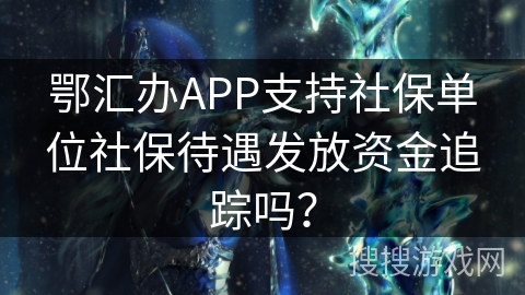 鄂汇办APP支持社保单位社保待遇发放资金追踪吗？