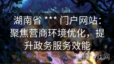 湖南省 *** 门户网站：聚焦营商环境优化，提升政务服务效能
