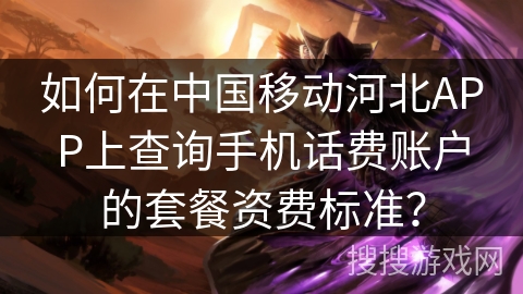 如何在中国移动河北APP上查询手机话费账户的套餐资费标准？