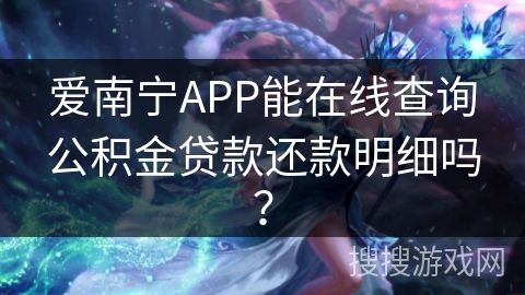 爱南宁APP能在线查询公积金贷款还款明细吗？