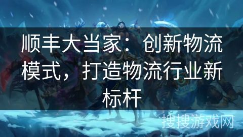 顺丰大当家:创新物流模式,打造物流行业新标杆 顺丰大当家:创新物流模式,打造物流行业新标杆