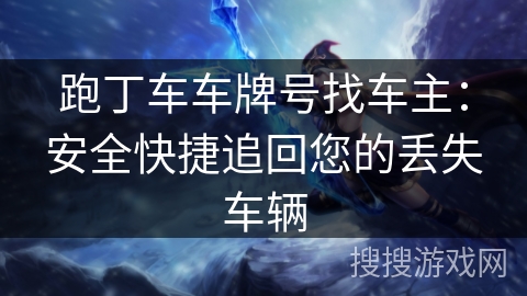 跑丁车车牌号找车主：安全快捷追回您的丢失车辆
