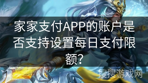 家家支付APP的账户是否支持设置每日支付限额？