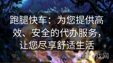 跑腿快车：为您提供高效、安全的代办服务，让您尽享舒适生活