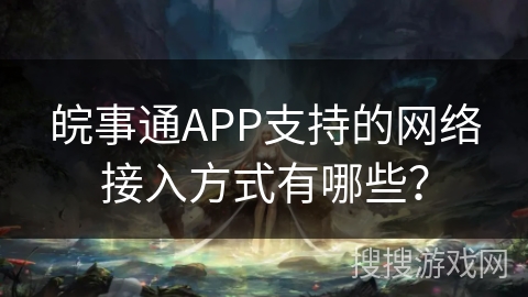 皖事通APP支持的网络接入方式有哪些？