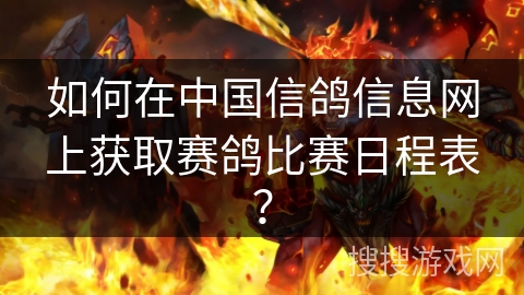 如何在中国信鸽信息网上获取赛鸽比赛日程表? 如何在中国信鸽信息网上获取赛鸽比赛日程表?