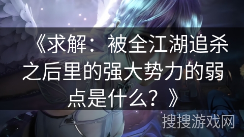 《求解：被全江湖追杀之后里的强大势力的弱点是什么？》