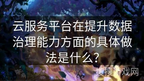 云服务平台在提升数据治理能力方面的具体做法是什么？