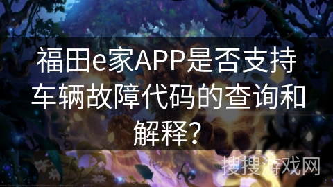 福田e家APP是否支持车辆故障代码的查询和解释？