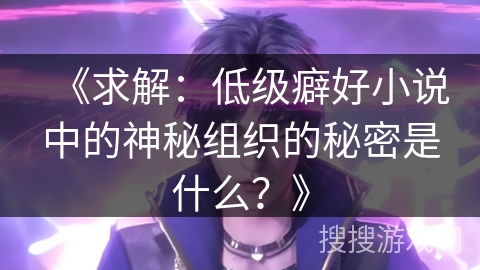 《求解:低级癖好小说中的神秘组织的秘密是什么?》 《求解:低级癖好小说中的神秘组织的秘密是什么?》