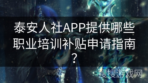 泰安人社APP提供哪些职业培训补贴申请指南？