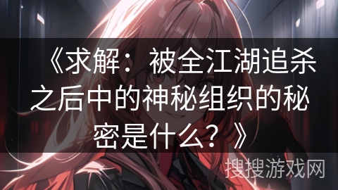 《求解：被全江湖追杀之后中的神秘组织的秘密是什么？》