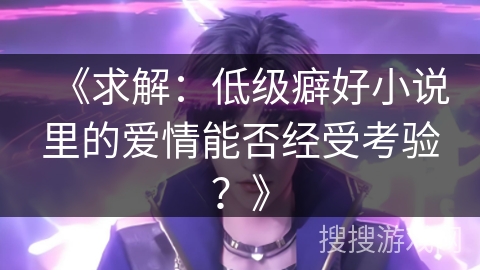 《求解：低级癖好小说里的爱情能否经受考验？》