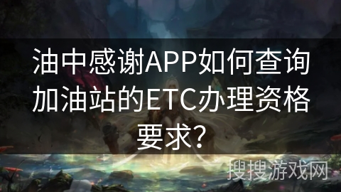 油中感谢APP如何查询加油站的ETC办理资格要求？