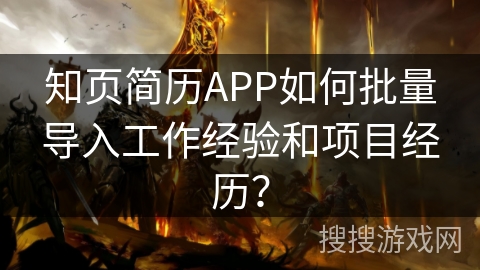 知页简历APP如何批量导入工作经验和项目经历？