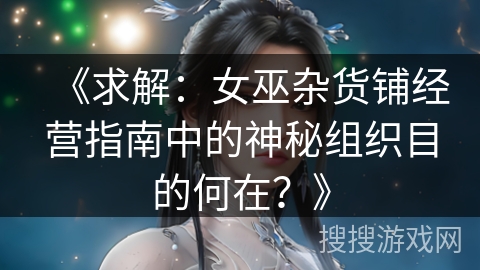 《求解：女巫杂货铺经营指南中的神秘组织目的何在？》