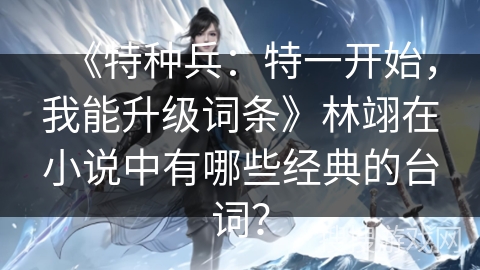 《特种兵：特一开始，我能升级词条》林翊在小说中有哪些经典的台词？