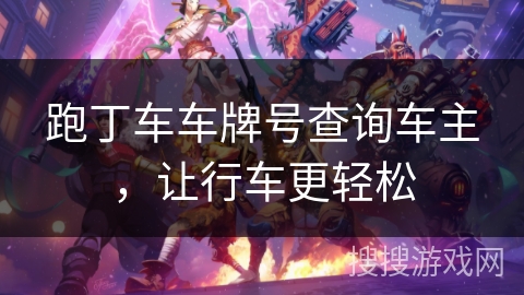 跑丁车车牌号查询车主，让行车更轻松