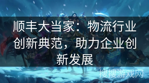 顺丰大当家：物流行业创新典范，助力企业创新发展