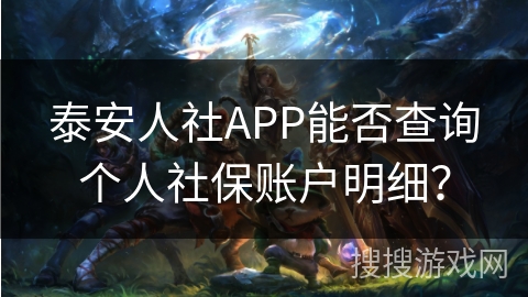 泰安人社APP能否查询个人社保账户明细？