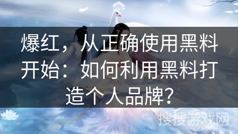 爆红，从正确使用黑料开始：如何利用黑料打造个人品牌？