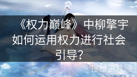 《权力巅峰》中柳擎宇如何运用权力进行社会引导？