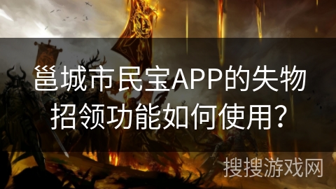 邕城市民宝APP的失物招领功能如何使用？