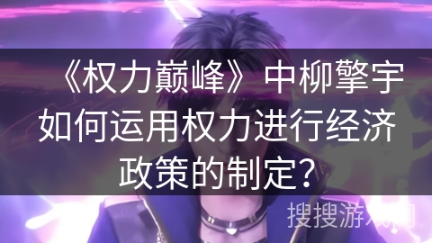 《权力巅峰》中柳擎宇如何运用权力进行经济政策的制定？