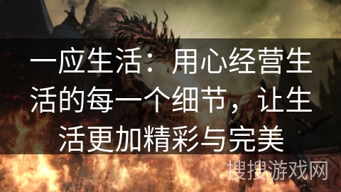 一应生活：用心经营生活的每一个细节，让生活更加精彩与完美