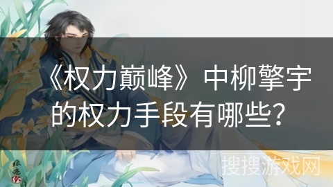 《权力巅峰》中柳擎宇的权力手段有哪些？