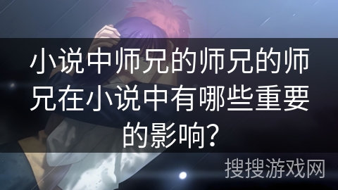 小说中师兄的师兄的师兄在小说中有哪些重要的影响？