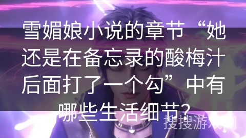 雪媚娘小说的章节“她还是在备忘录的酸梅汁后面打了一个勾”中有哪些生活细节？