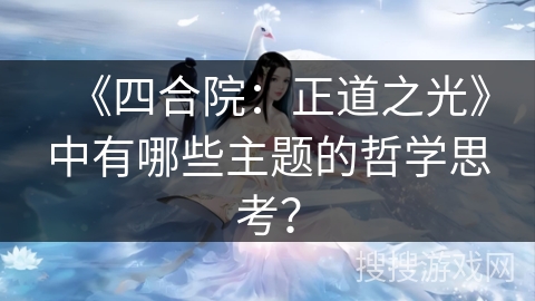 《四合院：正道之光》中有哪些主题的哲学思考？