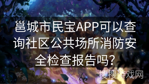 邕城市民宝APP可以查询社区公共场所消防安全检查报告吗？
