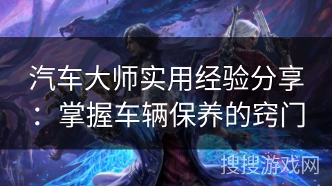 汽车大师实用经验分享：掌握车辆保养的窍门