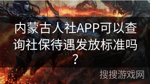 内蒙古人社APP可以查询社保待遇发放标准吗？