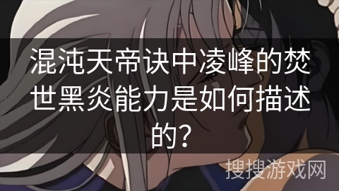 混沌天帝诀中凌峰的焚世黑炎能力是如何描述的？