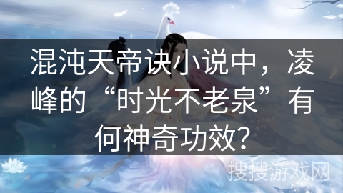 混沌天帝诀小说中，凌峰的“时光不老泉”有何神奇功效？