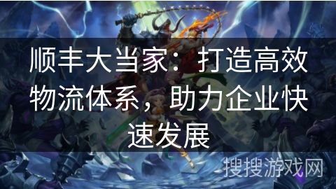 顺丰大当家：打造高效物流体系，助力企业快速发展