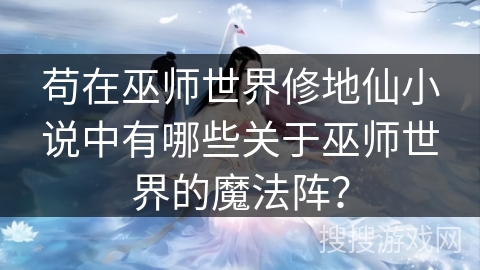苟在巫师世界修地仙小说中有哪些关于巫师世界的魔法阵？