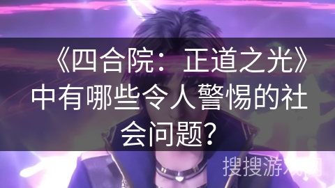 《四合院：正道之光》中有哪些令人警惕的社会问题？