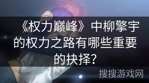 《权力巅峰》中柳擎宇的权力之路有哪些重要的抉择？