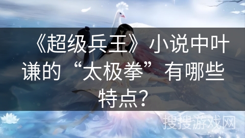 《超级兵王》小说中叶谦的“太极拳”有哪些特点？