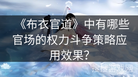 《布衣官道》中有哪些官场的权力斗争策略应用效果？