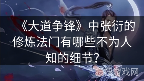 《大道争锋》中张衍的修炼法门有哪些不为人知的细节？