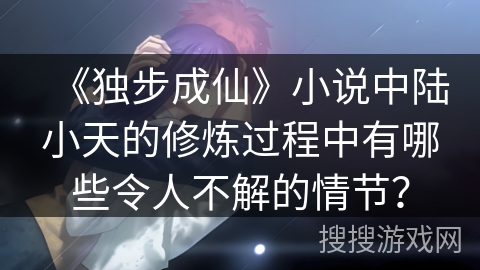 《独步成仙》小说中陆小天的修炼过程中有哪些令人不解的情节？